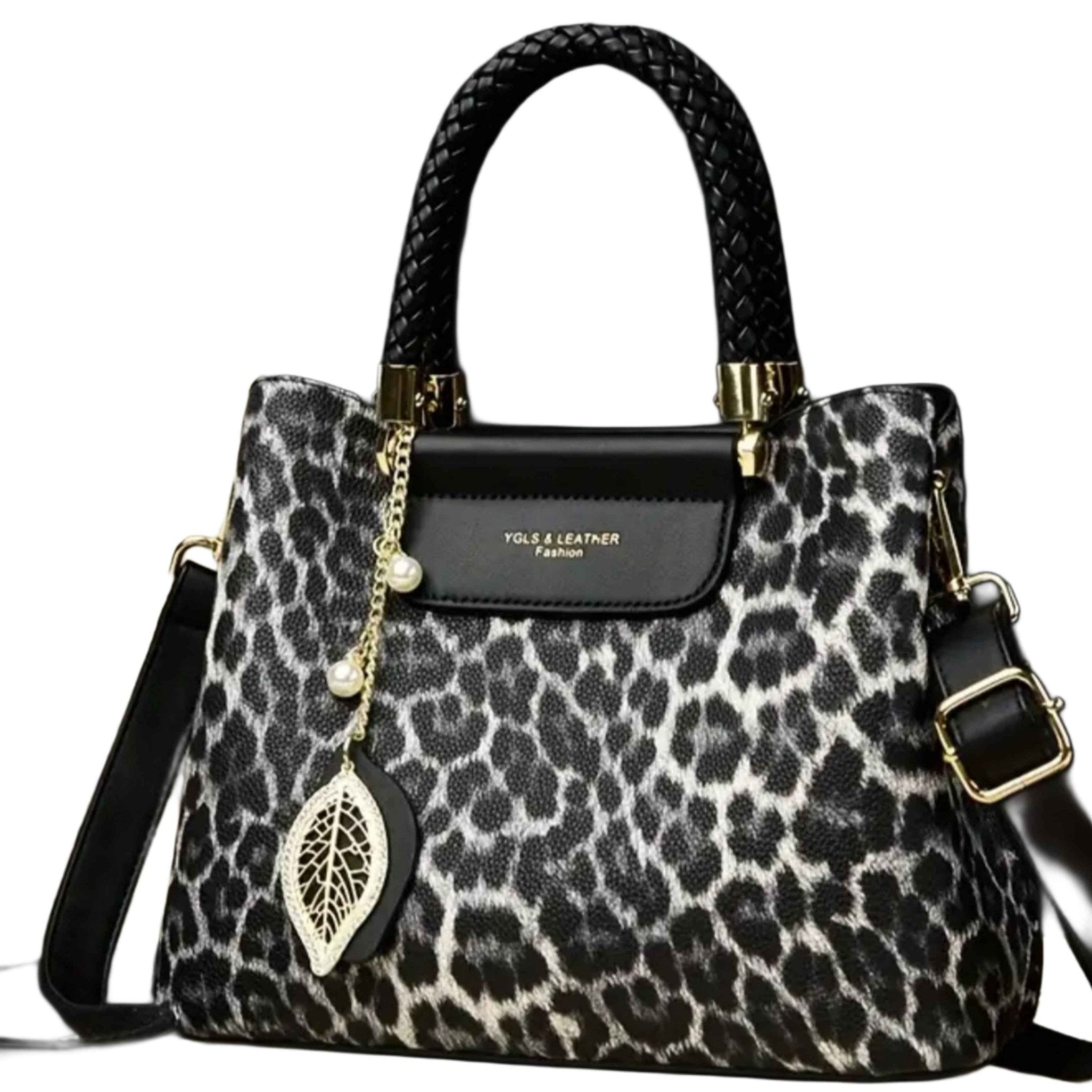 Black Leopard Print Handbag | Bold Luxury Women's Bag - Habib Bazar