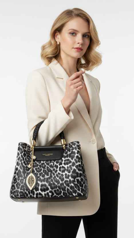 Black Leopard Print Handbag | Bold Luxury Women's Bag - Habib Bazar