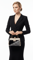 Black Rhinestone Handbag | Elegant Luxury Women's Bag - Habib Bazar