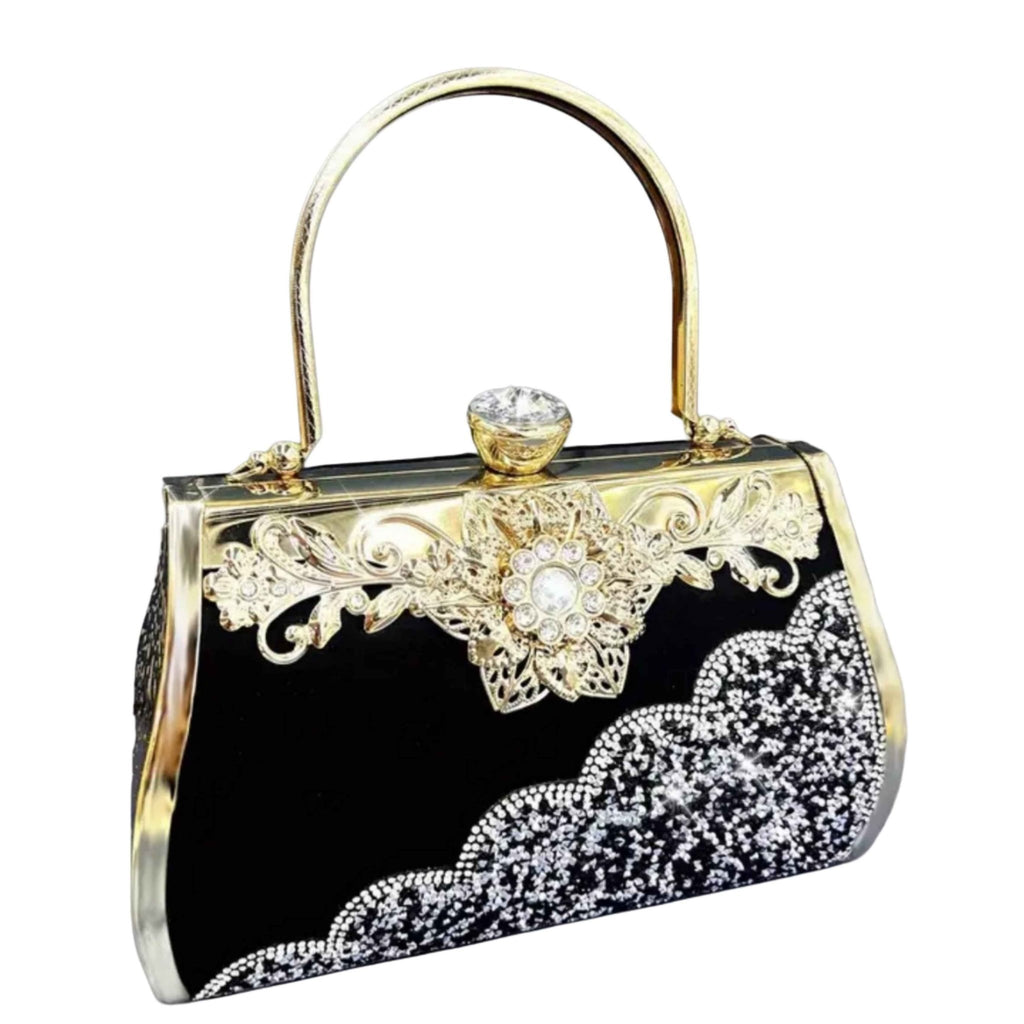 Black Rhinestone Handbag | Elegant Luxury Women's Bag - Habib Bazar