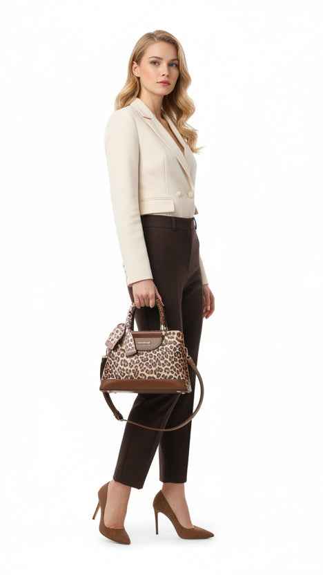 Brown Leopard Print Handbag | Chic Women's Luxury Bag - Habib Bazar