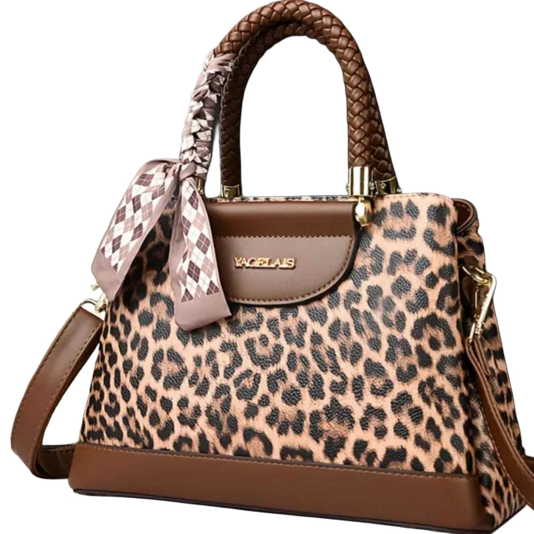 Brown Leopard Print Handbag | Chic Women's Luxury Bag - Habib Bazar