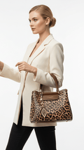 Brown Leopard Print Handbag | Premium Spacious Women's Bag - Habib Bazar