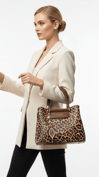Brown Leopard Print Handbag | Premium Spacious Women's Bag - Habib Bazar
